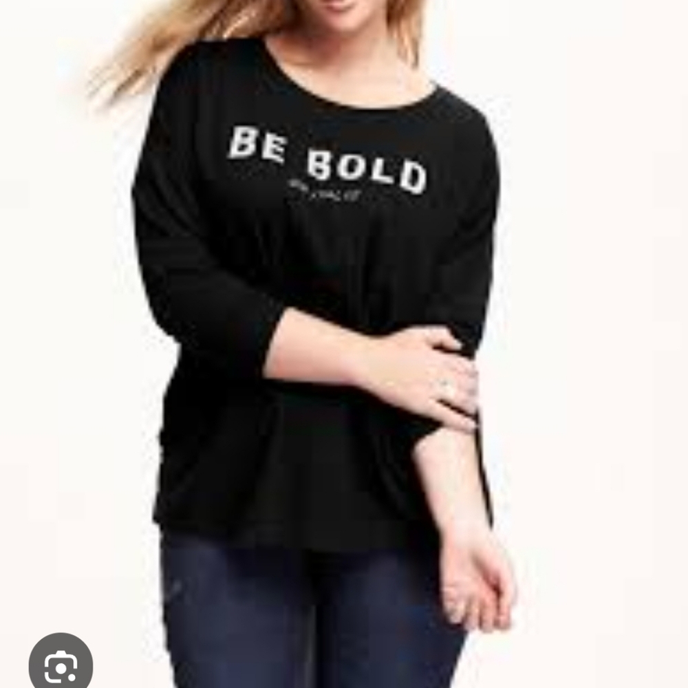 Old Navy Woman's Boyfriend Be Bold Black Long Sleeve Relaxed Fit Top sz L